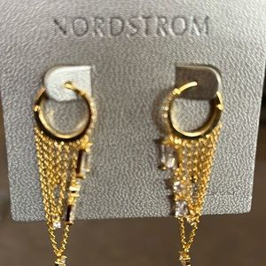 New Nordstrom nickel free cubic zirconia earrings Gold toned MSRP $59